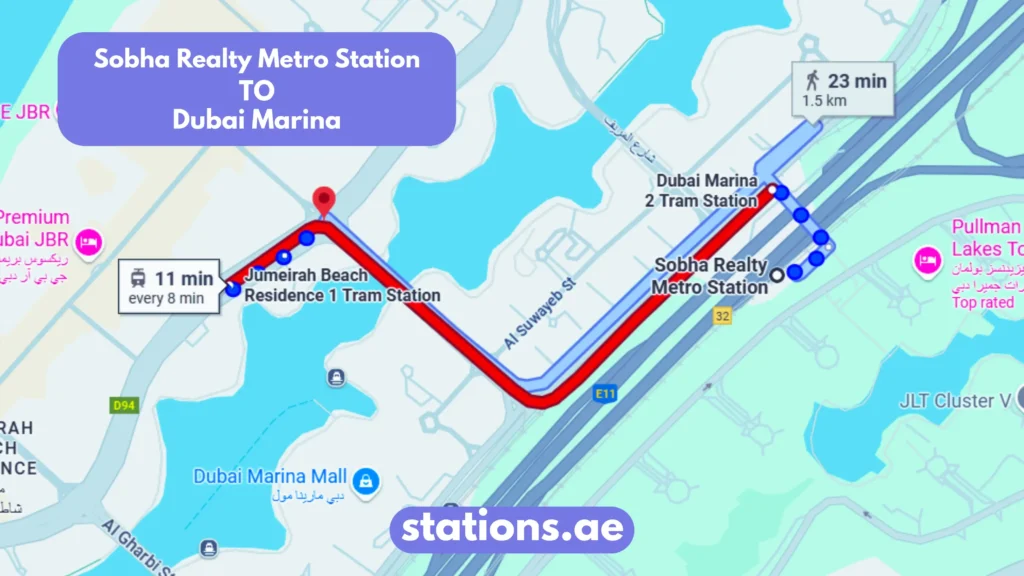 Sobha Realty Metro Station to Dubai Marina