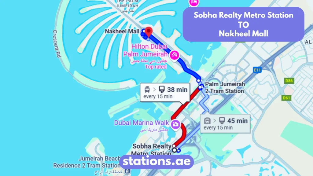 Sobha Realty Metro Station to Nakheel Mall