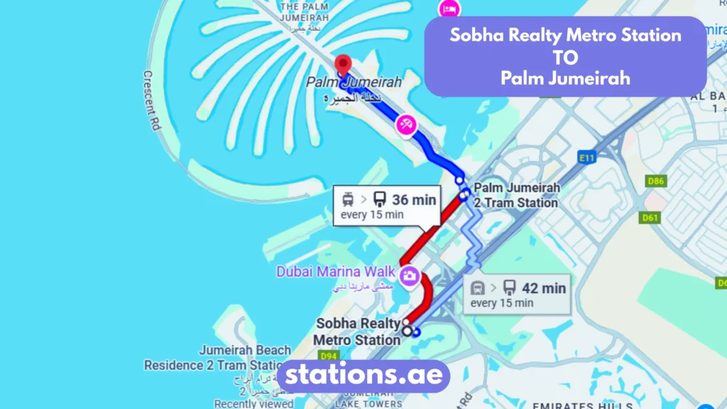 Sobha Realty Metro Station to Palm Jumeirah