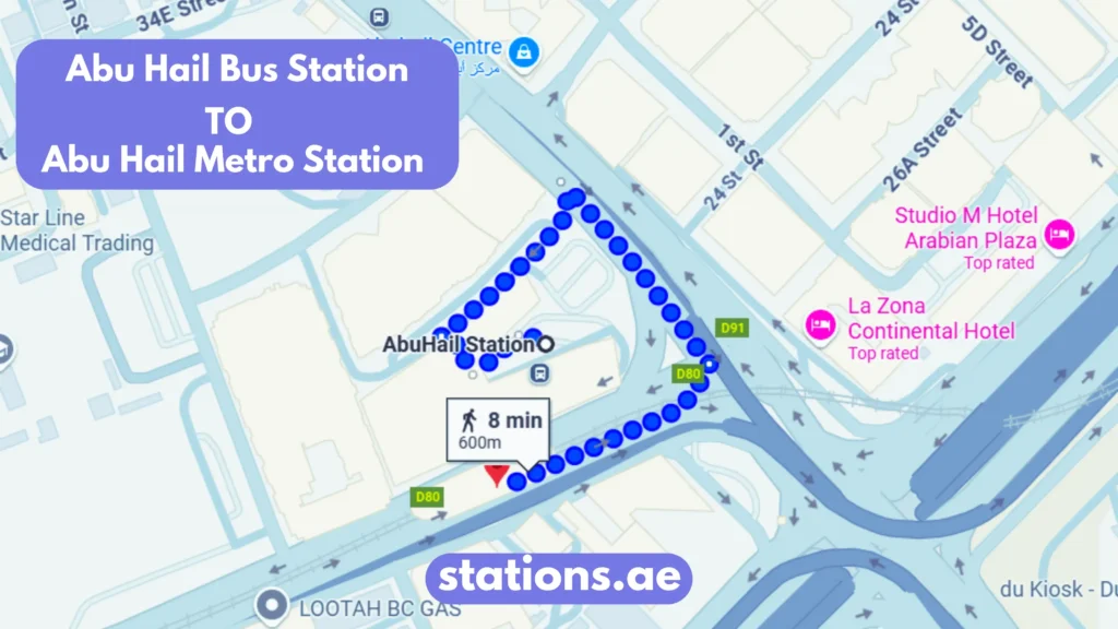 Abu Hail Bus Station to Abu Hail Metro Station