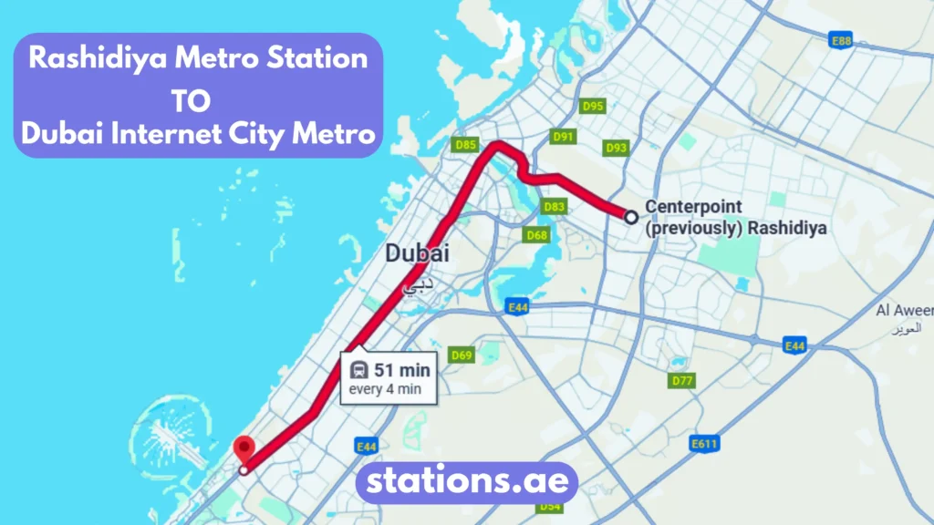 Rashidiya Metro Station to Dubai Internet City Metro Station