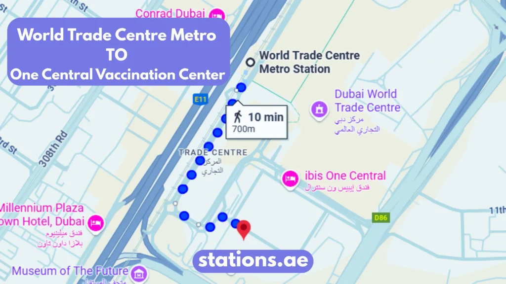 World Trade Centre Metro station to One Central Vaccination Center