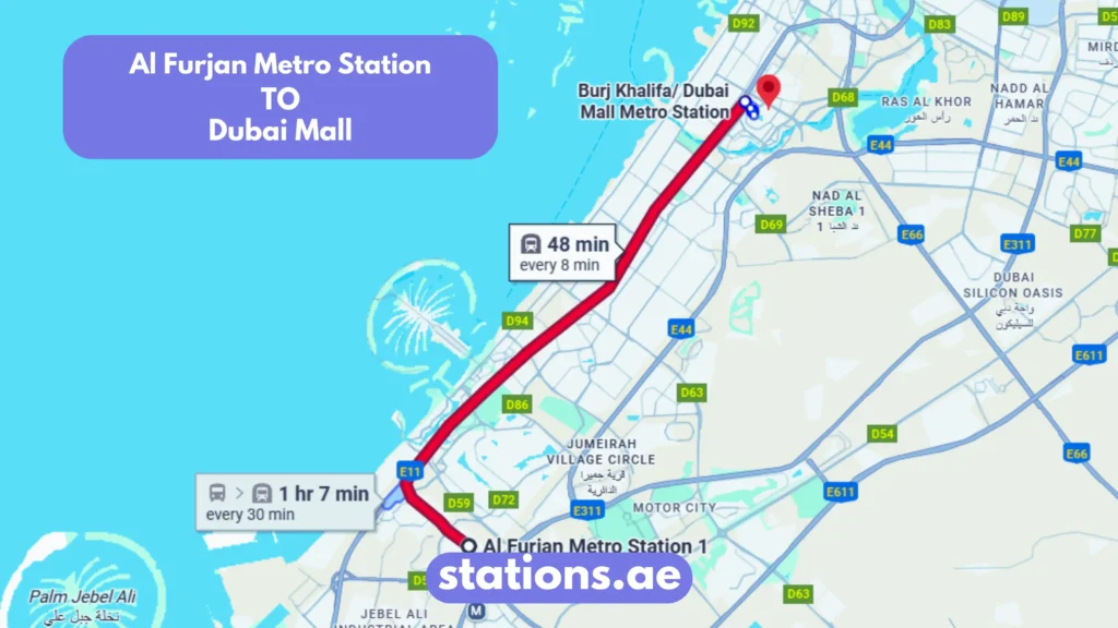 Al Furjan Metro Station to Dubai Mall