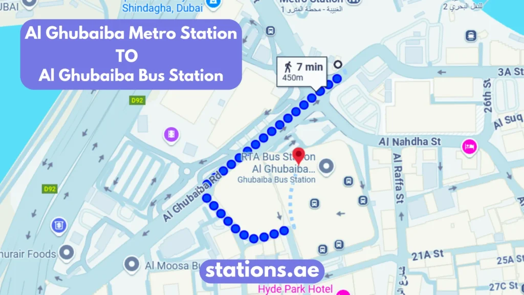 Al Ghubaiba Metro Station to Al Ghubaiba Bus Station