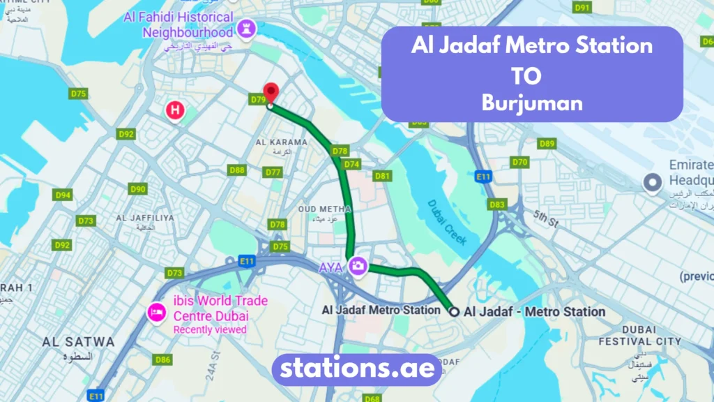 Al Jadaf Metro Station to Burjuman