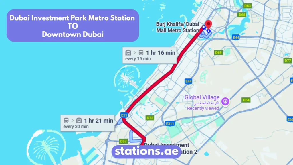 Dubai Investment Park Metro Station to Downtown Dubai