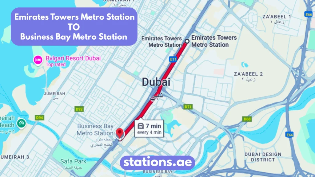 Emirates Towers Metro Station to Business Bay Metro Station