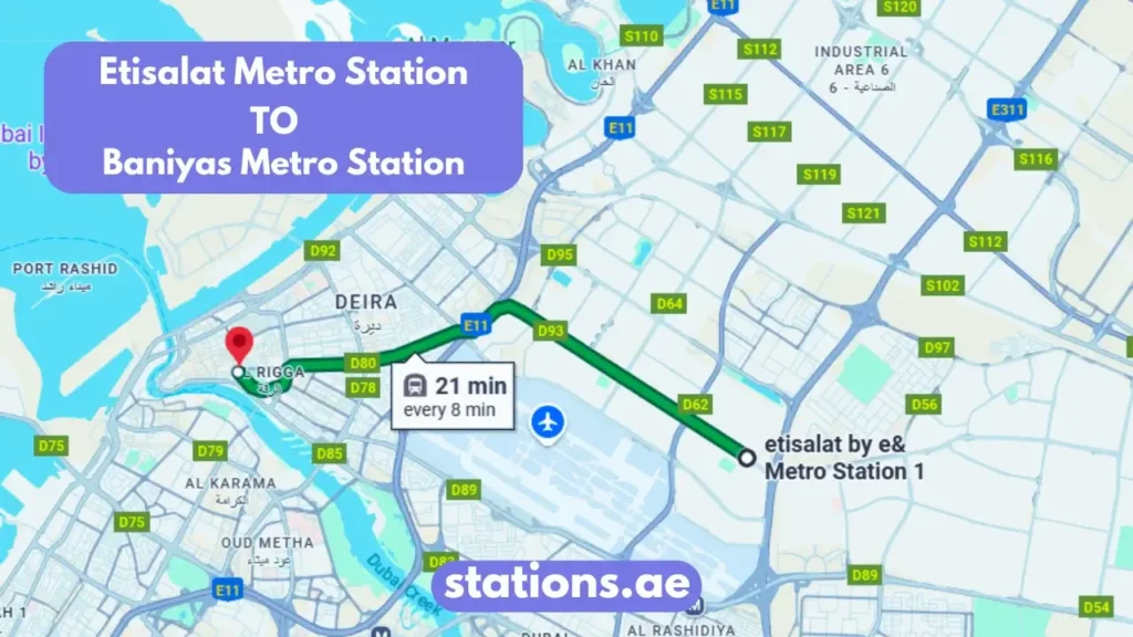 Etisalat Metro Station to Baniyas Metro Station