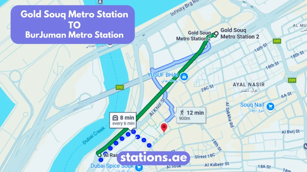 Gold Souq Metro Station to BurJuman Metro Station