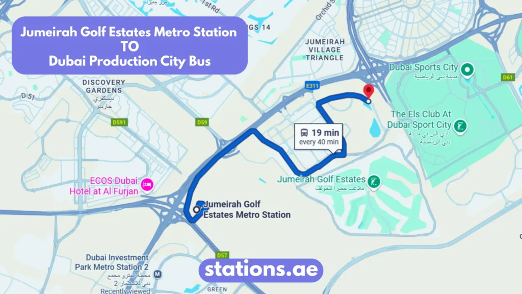 Jumeirah Golf Estates Metro Station to dubai production city bus