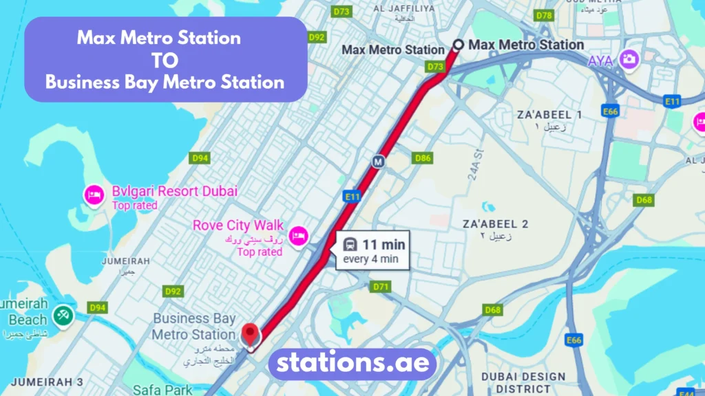 Max Metro Station to Business Bay Metro Station