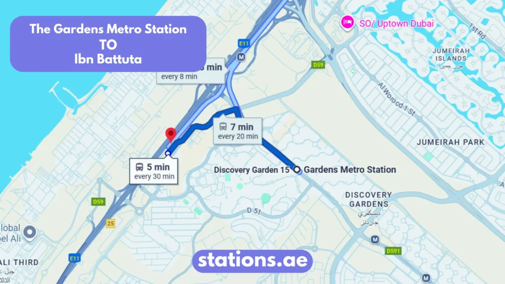 The Gardens Metro Station to Ibn Battuta